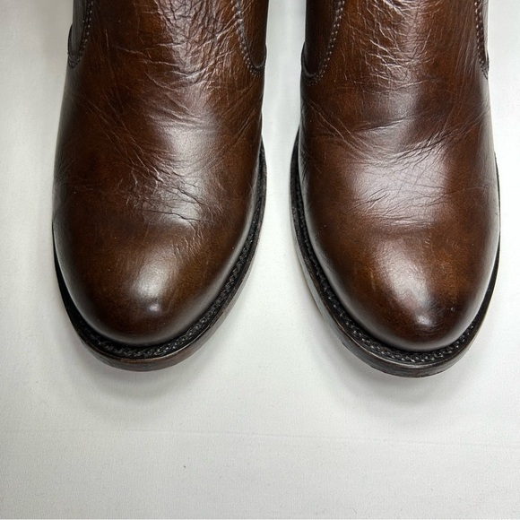 JB Dillon Reserve Brown Leather Paisley Pattern Zip Cowgirl Trendy Ankle Boots 8 - Picture 5 of 16